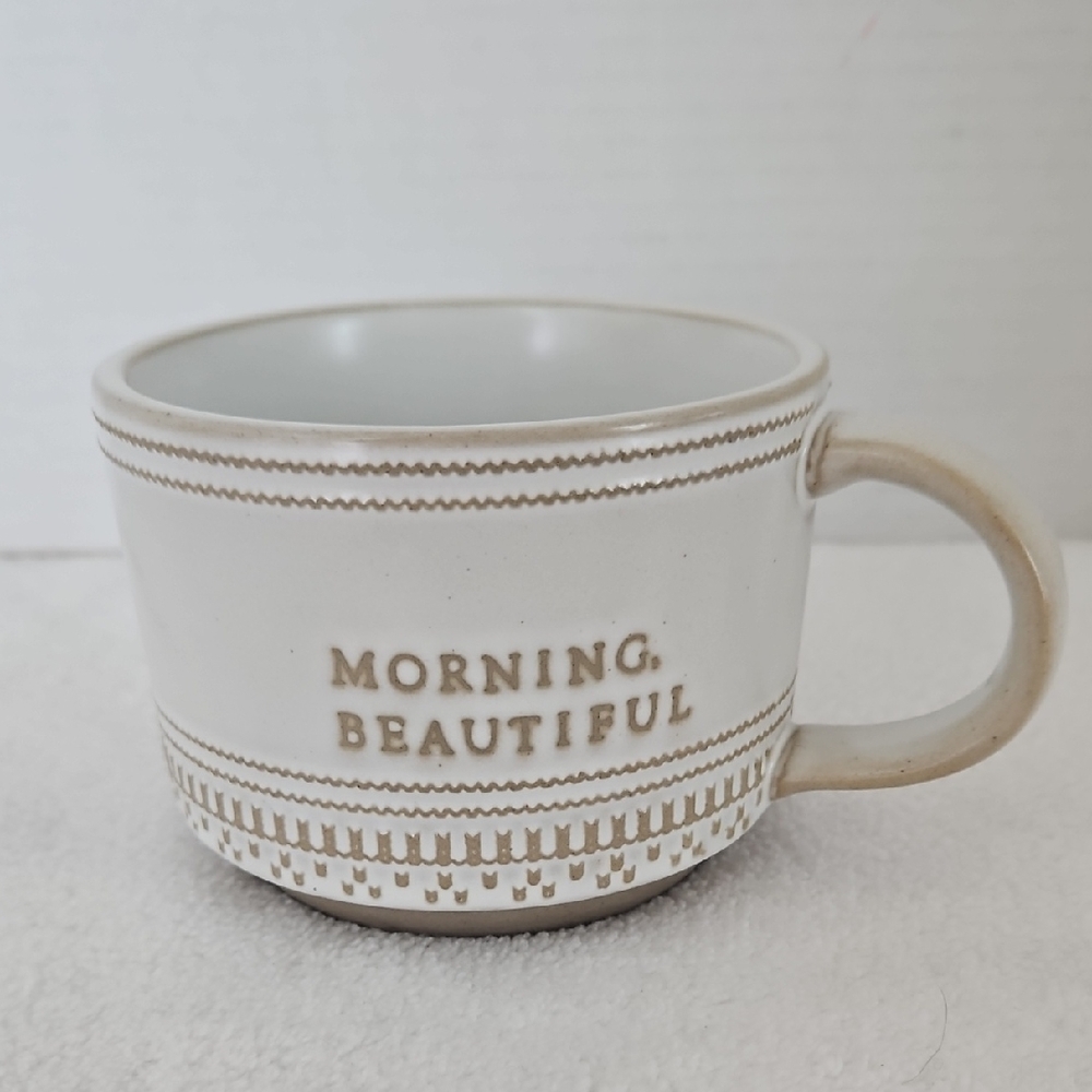 Hearth & Hand Magnolia Sour Cream Inscribed "Morning Beautiful" Coffee Tea Mug